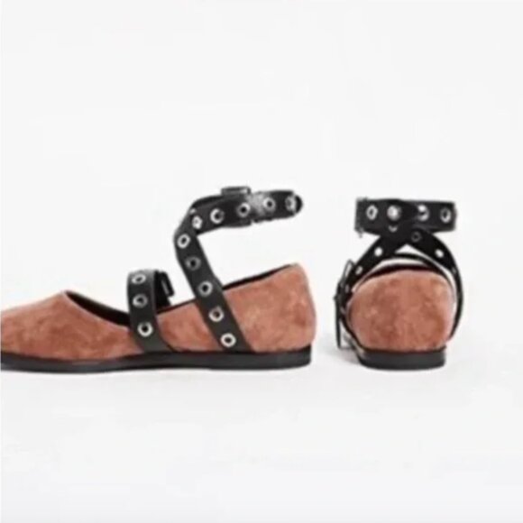 Sol Sana Miro Buckle Brown Suede Flats - Picture 2 of 10